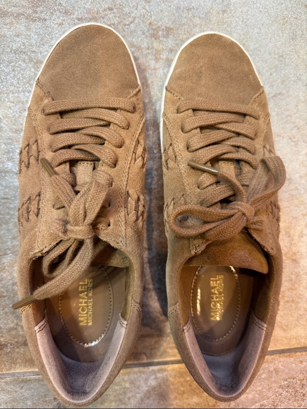 Michael Kors Women's Tan Suede Lace-Up Sneakers - Picture 5 of 5